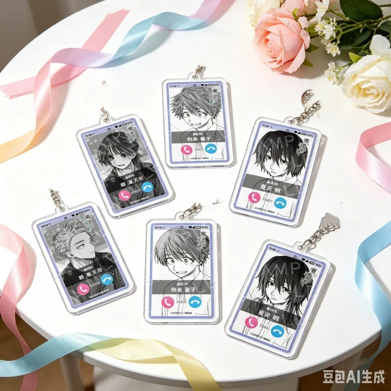 Porte-clés pendentif en acrylique Anime, motif 'La fleur parfumée fleurit avec dignité', personnage Rintaro Kaoruko, 6 cm, breloque créative pour sac