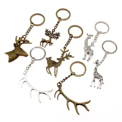 1 Piece New Fashion Car Keychain Key Chain Ring Deer Antler Vintage Key Pendant Bag Charm Keyring Handmade Gift For Boyfriend