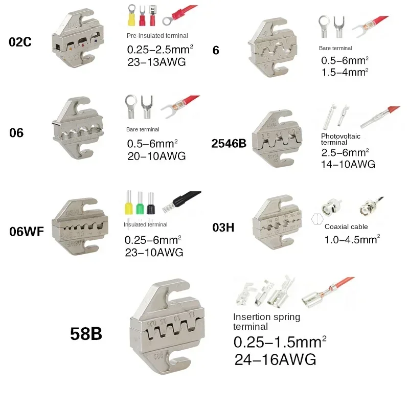 Crimpando a ferramenta Alicerça, Crimp Jaw Set,4mm Slot Jaws, SN-48BS, 58B, 02C, 2546B, 2549, 06, X6, 06WF, 03H, usado para frisar terminais