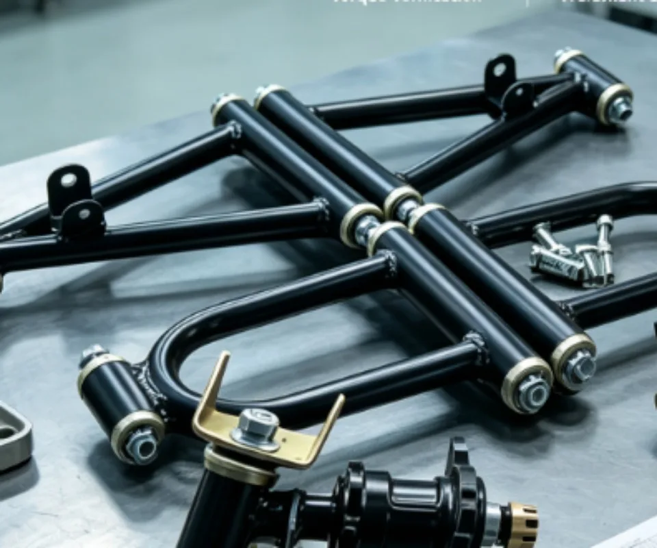 ATV Modified Rocker Arm Front Suspension Assembly, Shock Absorption & Disc Brake Flange for Self-made 4 Wheel Kart