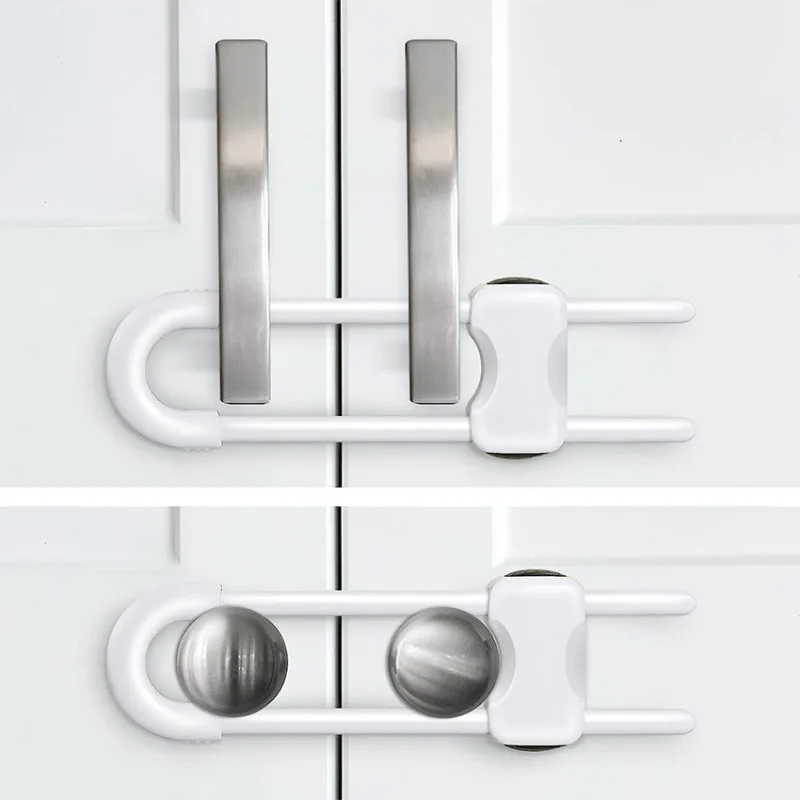 U-förmige, babysichere Schrankschlösser, verstellbare Kindersicherung, kindersicherer Riegel für Knauf, Griff am Küchentür, Schrank, Schrank – Detail 3