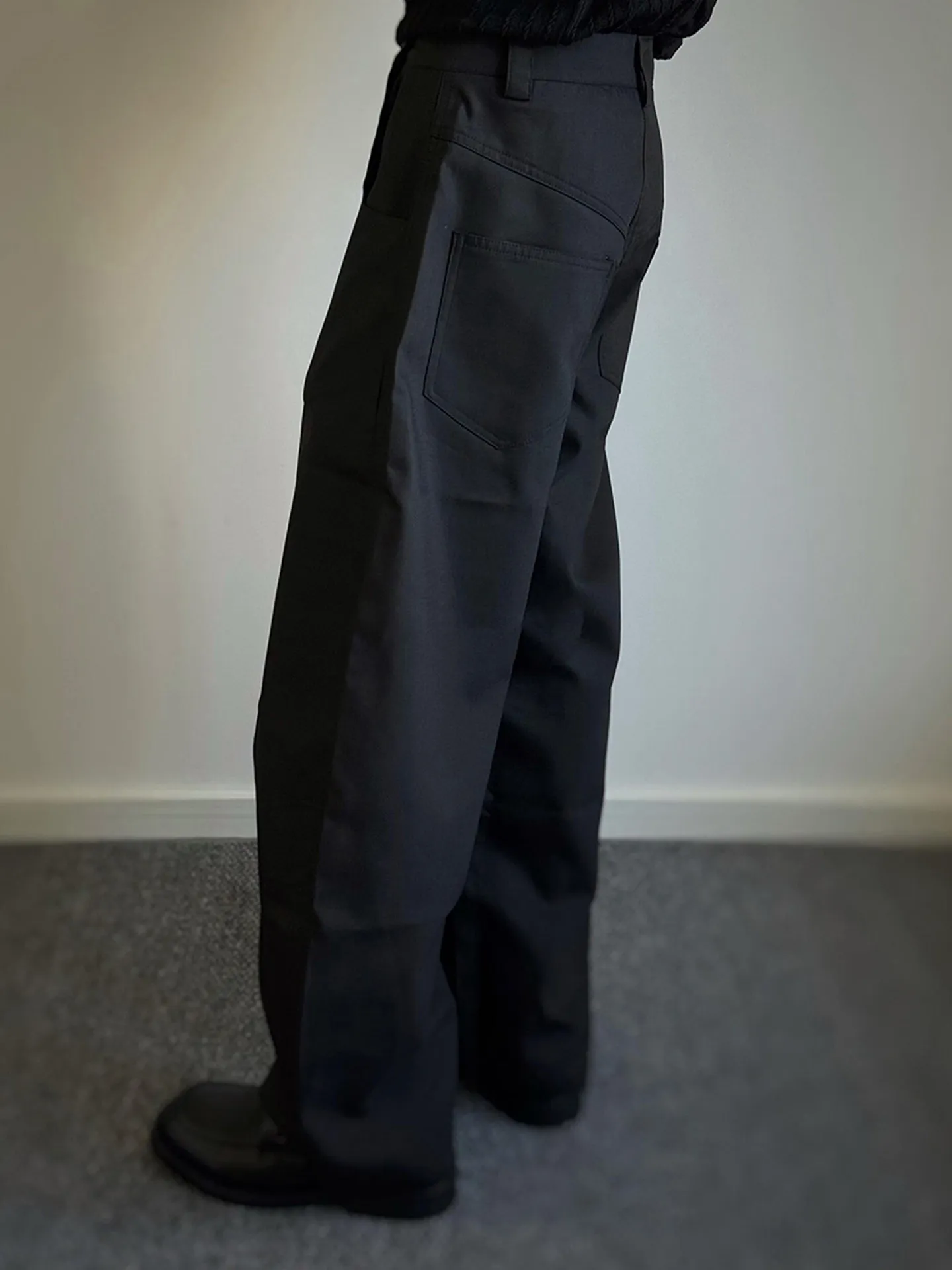 Men's Casual Wide Leg Pants Side Button Design Vintage Commute Loose Fit Clean Fit Casual Trousers Youth Daily Wear