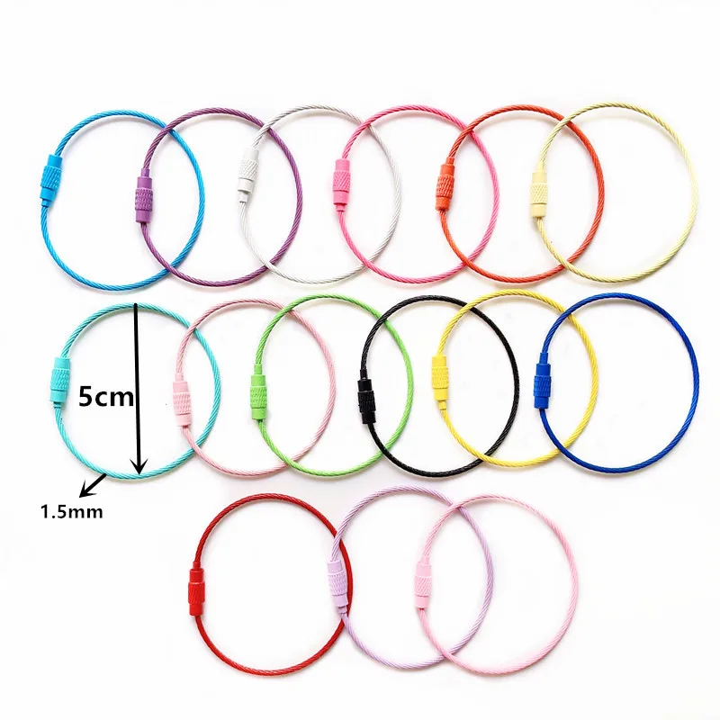 10/20pcs Keychain Wire Rope Candy Color Key Ring Rotating Key Chain Rings For Diy Jewelry Making Keyring Accessories Wholesale