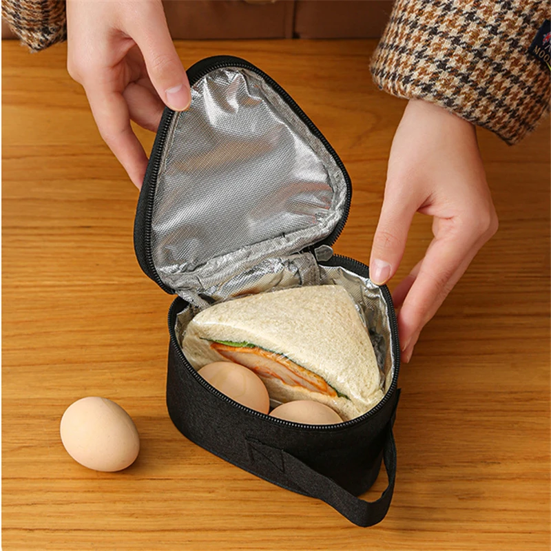 Bolsa térmica de aislamiento para el desayuno para mujeres y niños, fiambrera pequeña con bola de arroz Triangular, bonita, portátil, para comida