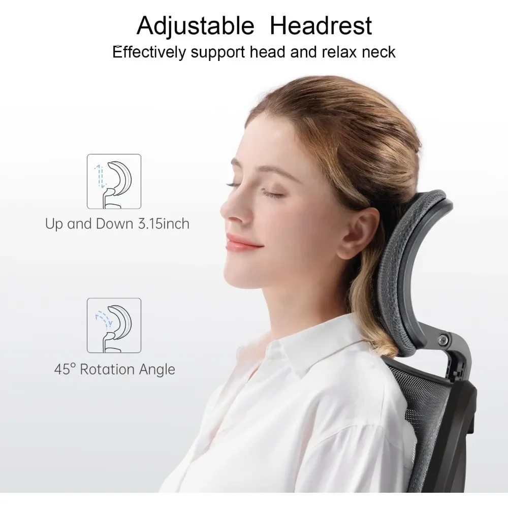 M18 Ergonomic Office Chair for Big and Tall People Adjustable Headrest with 2D Armrest Lumbar Support and PU Wheels Swivel Tilt