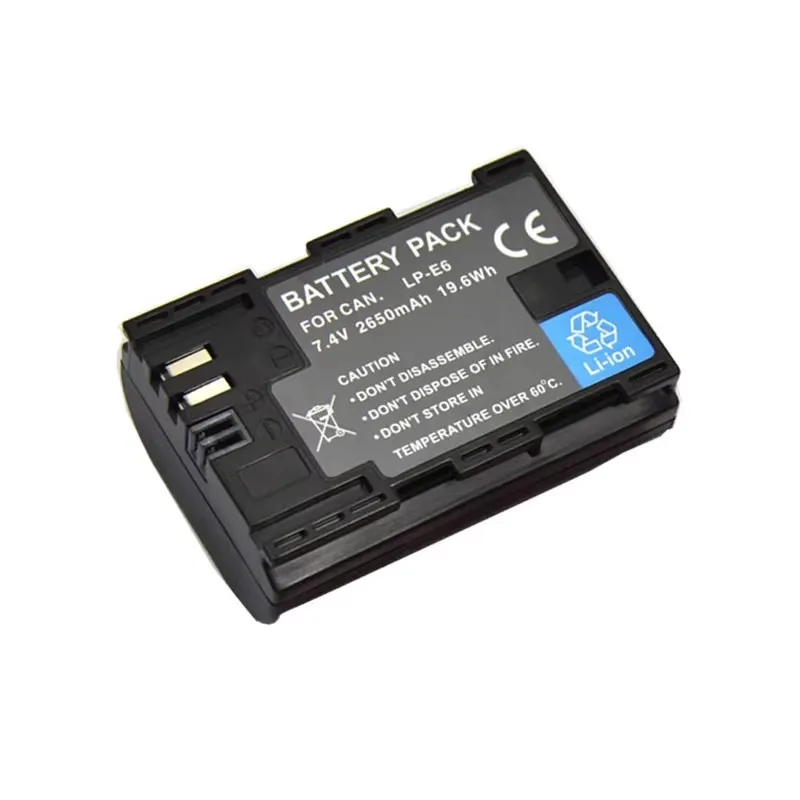 Upgrade 7.4V 2650mAh LP-E6 LP-E6N Battery for Canon EOS 6D 7D 5D Mark II III IV 60D 60Da 70D 80D 5DS R XC10 +  Dual USB Charger
