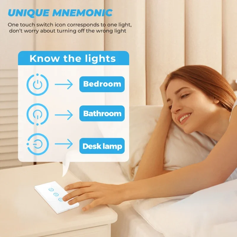 Wifi smart touch switch Light switch Network connection Tuya App wireless remote Alexa Google Control AC110V 220V