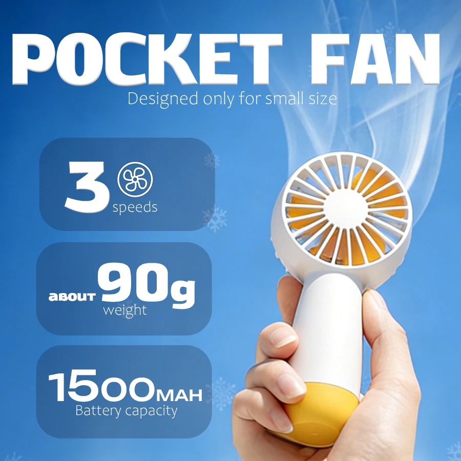 1500mAh 90G Tragbarer Luftkühler Kleiner Mini-Ventilator Klimaanlagen-Ventilator Wiederaufladbarer Kühler Kleiner Ventilator Klimagerät Tragbarer Lüfter