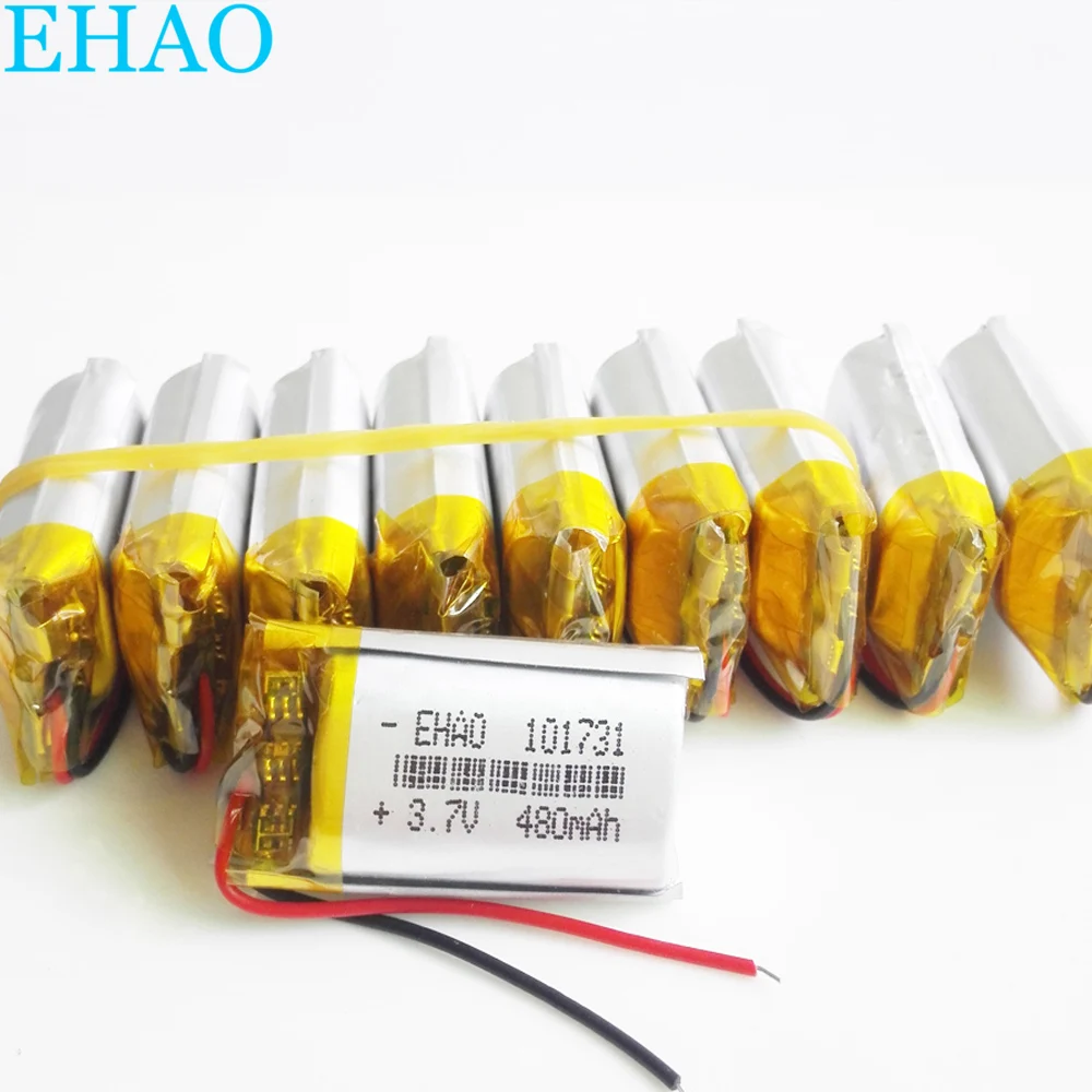 10 x pcs 101731 3.7V 480mAh Lithium Polymer LiPo Rechargeable Battery Cells For Mp3 GPS Smart Watch Speaker Bracelet Recorder