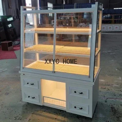 

Bread Counter Side Cabinet Display Cabinet Bread Shelf Baking Cake Shop Shelf Commercial Multi-Layer Glass Middle Island Cabinet