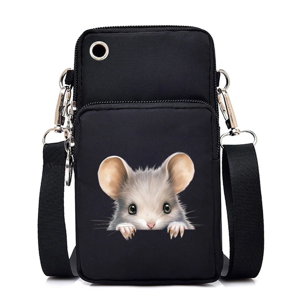 Watercolor Animal Women Mini Mobile Phone Bag Cute Fox Lion Panda Cartoon Series Teen Shoulder Bag Women Small Crossbody Bags