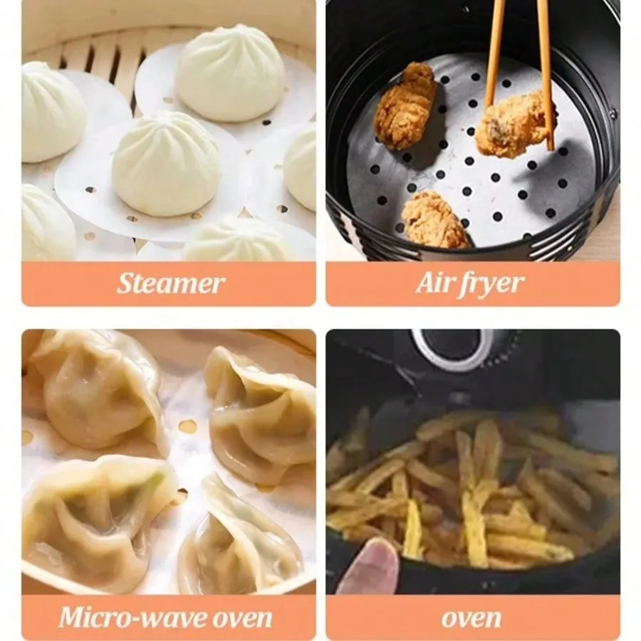 Kitchen Bakeware Papers Air Fryer Paper Disposable Steamer Liners Baking Non-Stick Steaming Mat Oil-absorbing Paper