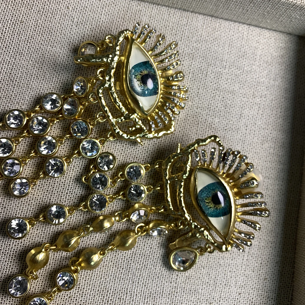 

Модные ретро-серьги-клипсы с кисточками и стразами для женщин и девушек, оптом.