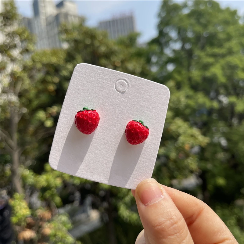 Korean Sweet Cute Strawberry Ribbon Bowknot Drop Earrings for Women Cute Fruit Cake Cup Dangle Earring Girls Lovely Jewelry Gift