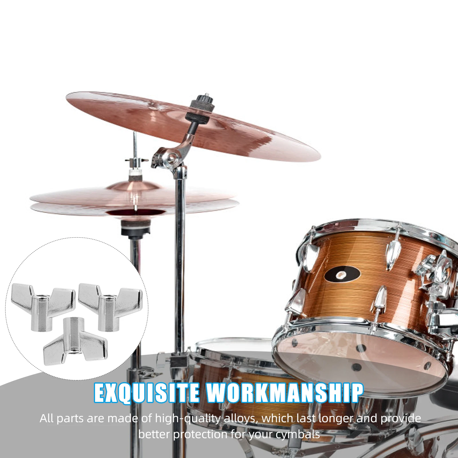

3Pcs Cymbal Wing Nut Drum Percussion Instrument Parts Lightweight Alloy Repair Tool for Beginners Drummers for Most