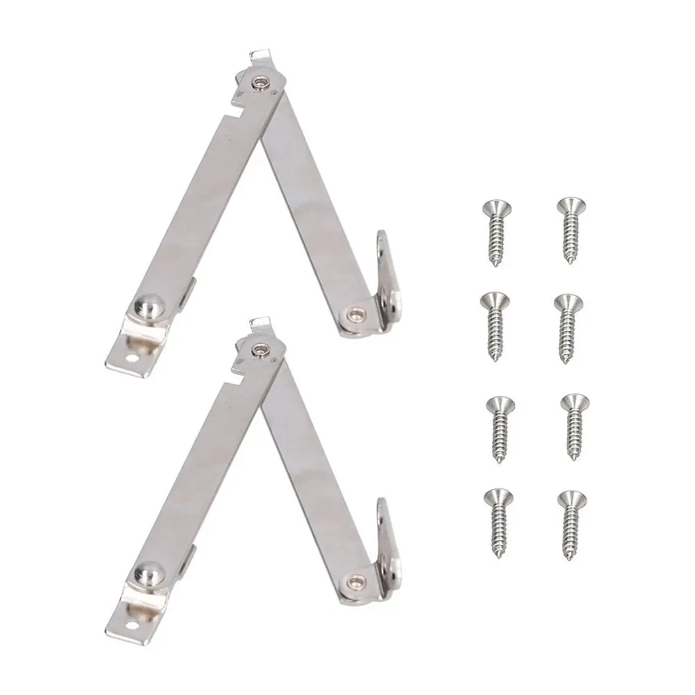 2pcs Small Silver Lid Support Hinges With Screws Efficient Folding Support Hinges Door Stay Hinge Wooden Boxes