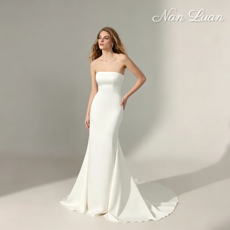 Solid Satin Mermaid Bridal Dress Off Shoulder Backless Oversized Bow Wedding Gown For Bride Vestidos De Novia Customized