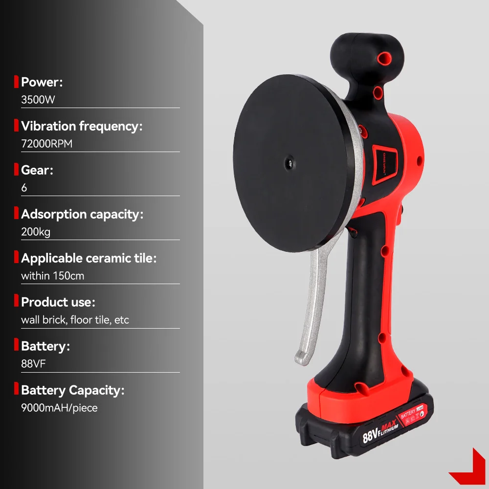 200KG 6Gears Tiling Tiles Machine Tiles Vibrator Suction Cup Automatic Floor Vibrator Leveling Power Tool For Makita 18v Battery