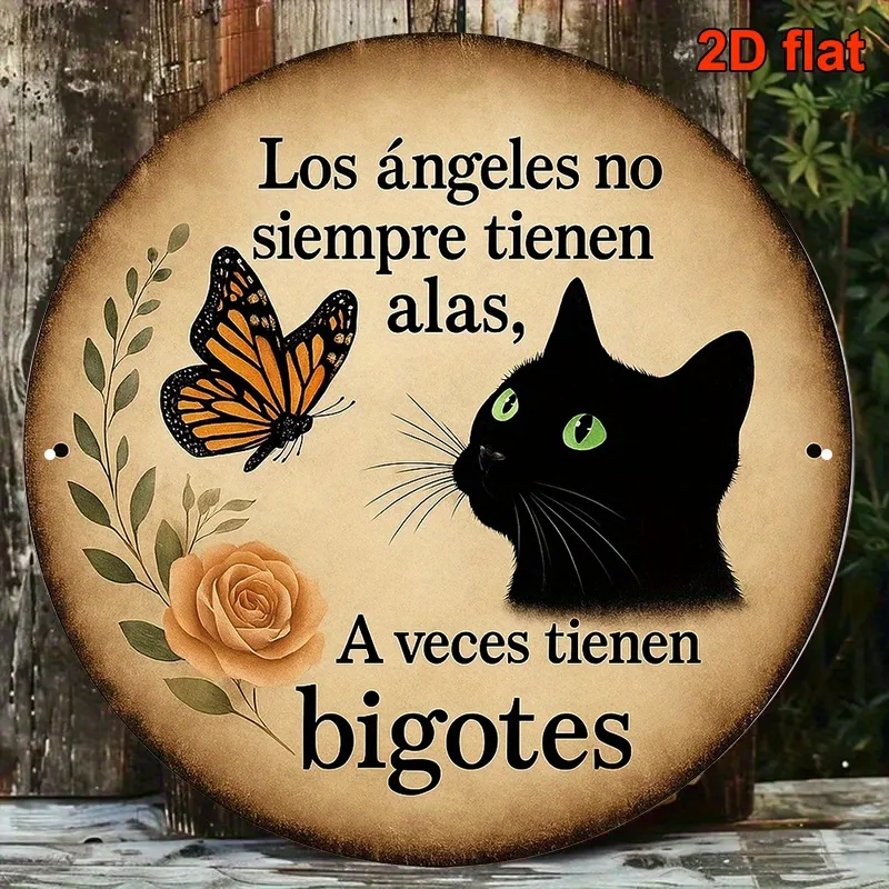 2D Flat, 1-Pack, 2D Flat Round Spanish Wooden Sign, 