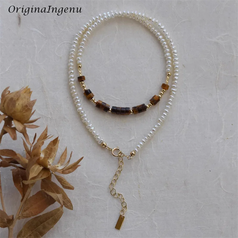 Tarnish Resistant 14K Gold Filled Natural Pearl Necklace Handmade Organic Crystal Pendants High Quality Jewelry for Women