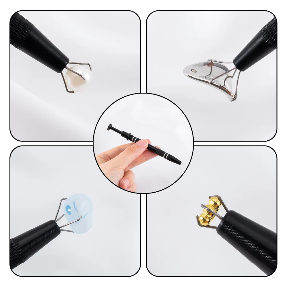 Professional Jewelry Holder Piercing Ball Grabber Screw Bead Pick Up Pen Tool Gripper Prong Tweezers W/ 4 Claws DIY Making Tool