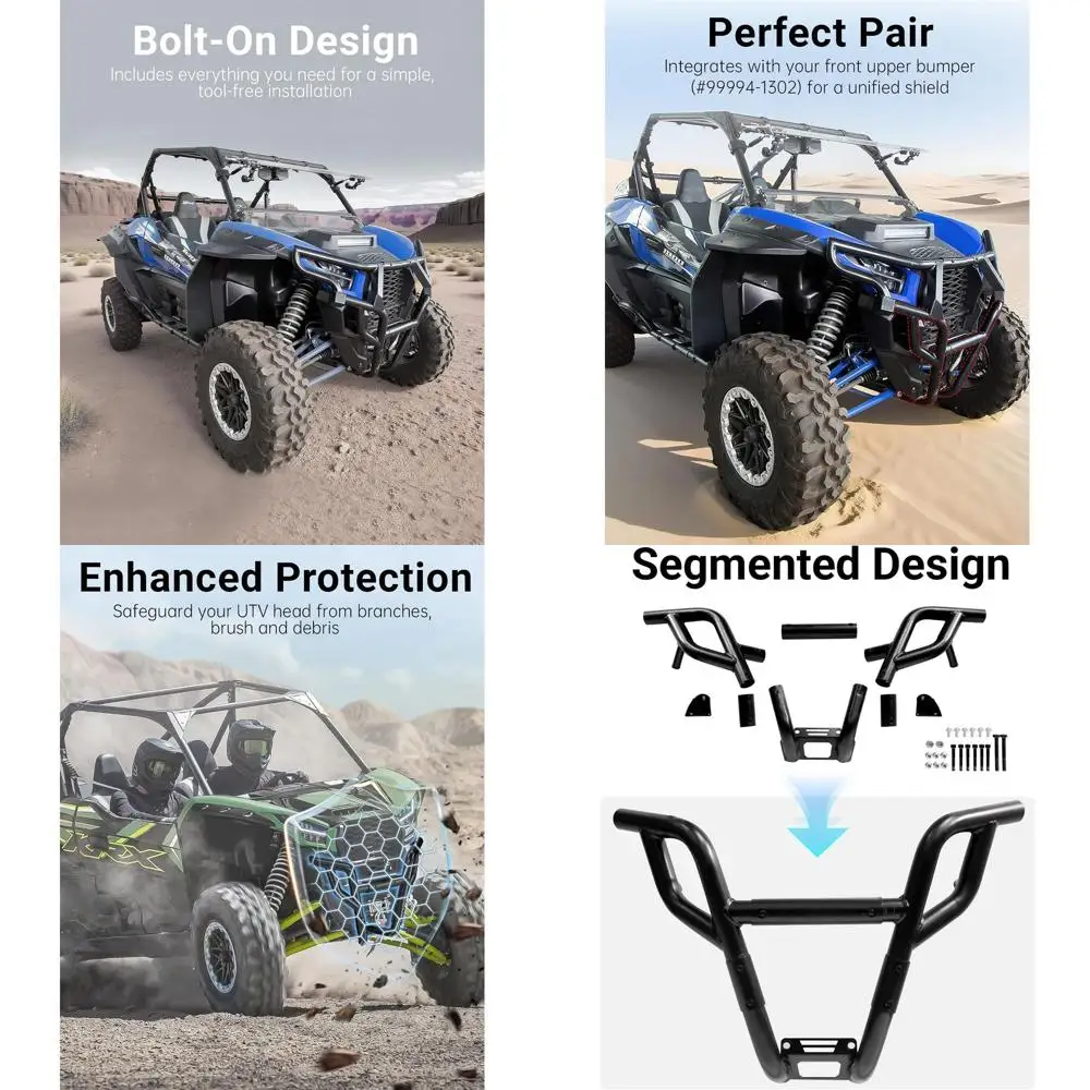 

Sport Front Lower Bumper for Kawasaki Teryx KRX 1000 2020-2025, Combined Black Brushguard Protector Headlight Guard for Teryx KR