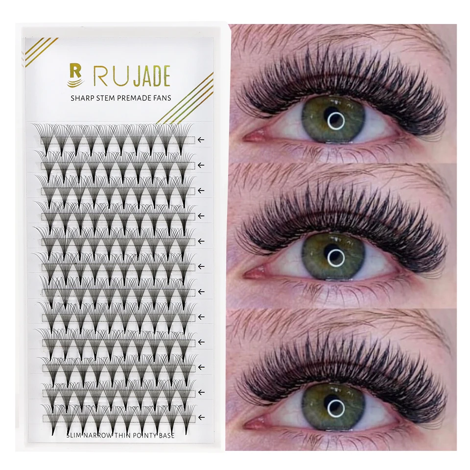 RUJADE Russische Volumenwimpern, vorgefertigte Fächer, dünne, spitze Basis, 5D, 6D, 8D, 10D, 12D, individuelle Wimpernverlängerung, falsche Wimpern-Cluster – Detail 1