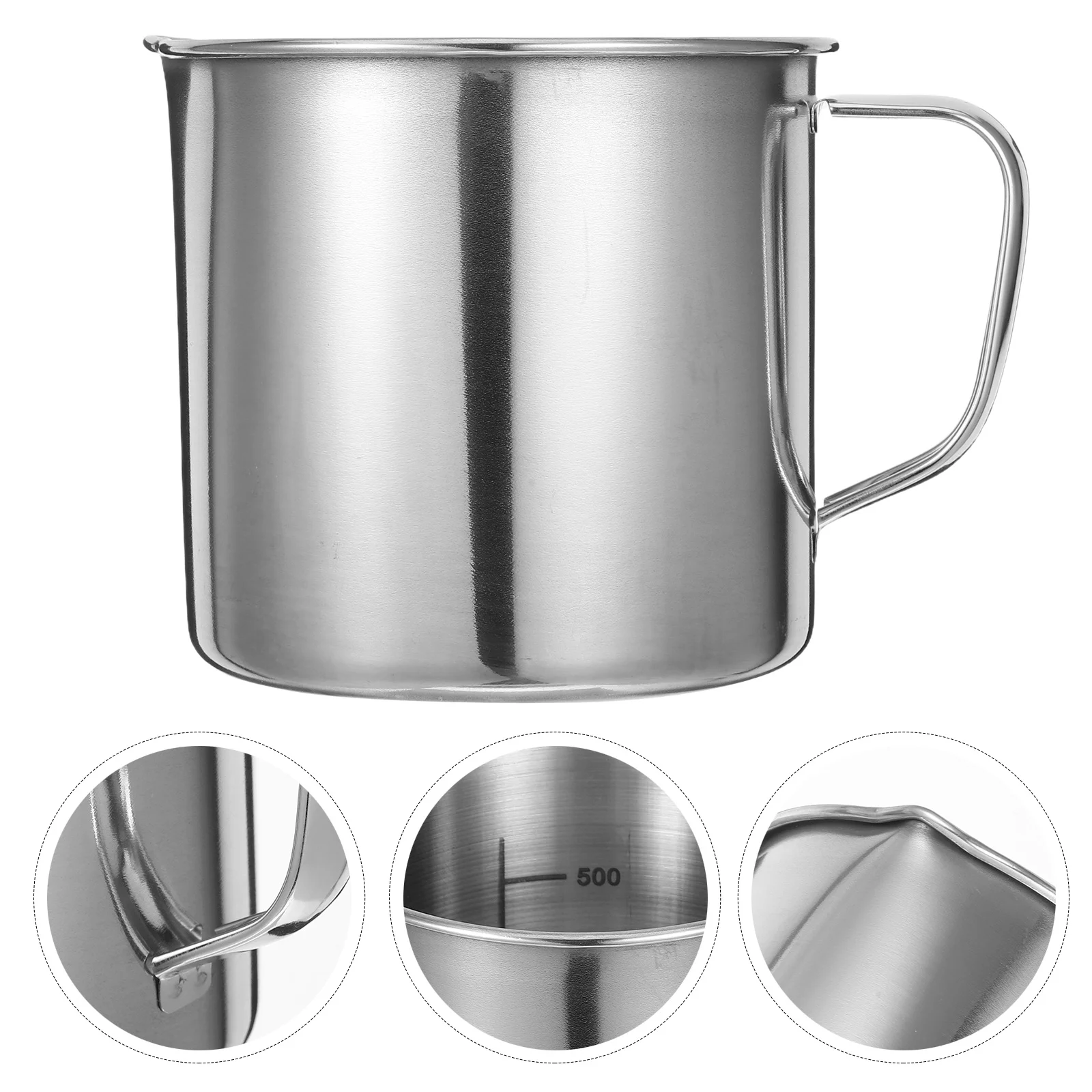 

1pcs 500Ml Stainless Steel Measuring Cup Graduated Reusable Laboratory Kitchen Scale Beaker For Scientific Research Teaching