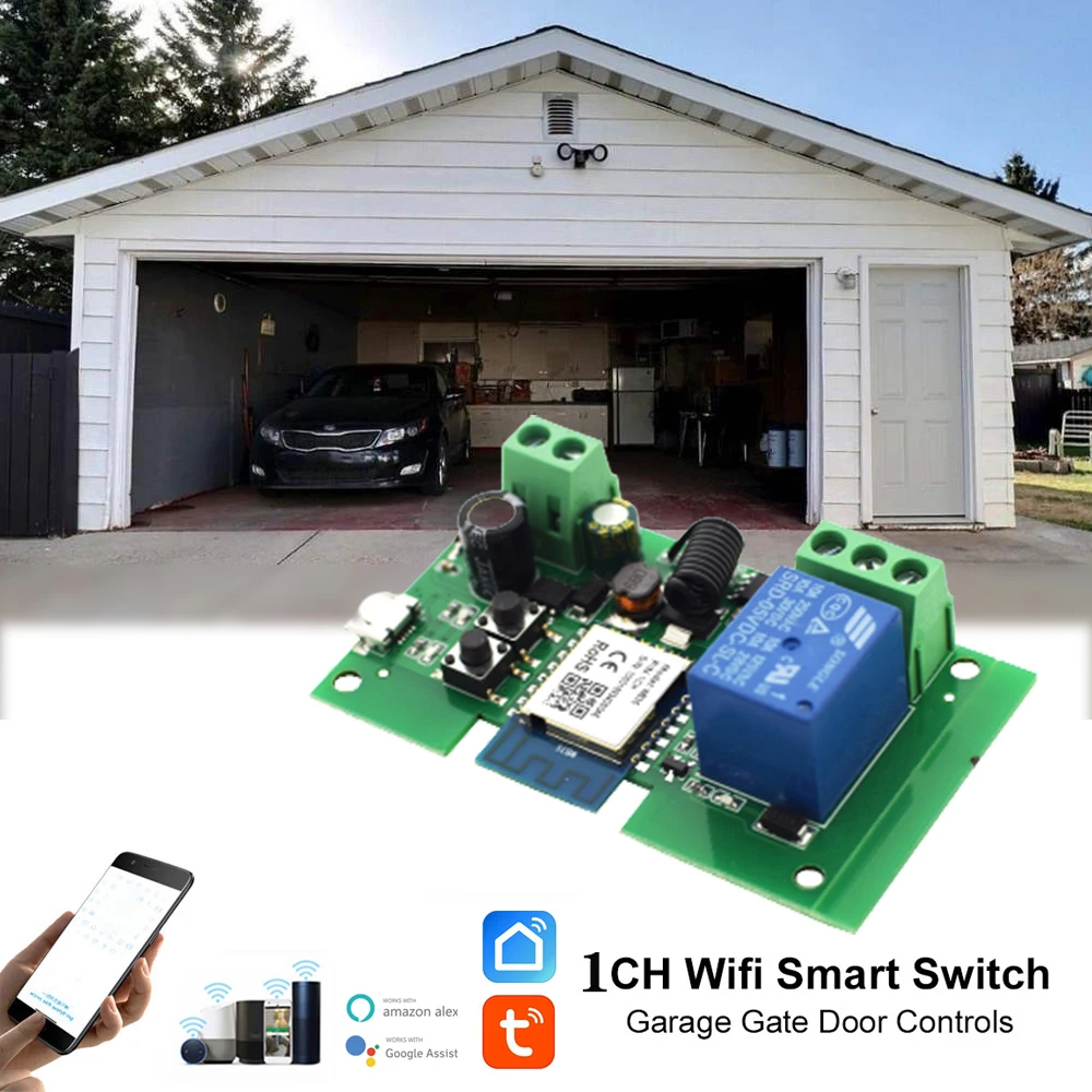 tuya vida inteligente porta da garagem abridor controlador interruptor de comando wifi 12v 24v alexa abertura casa controle remoto voz 01