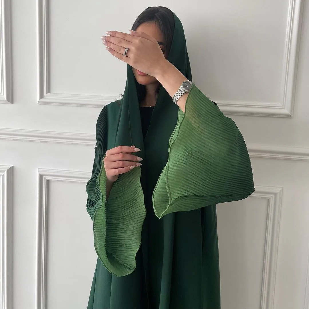 

Open Abaya Chiffon Pleated for Muslim Dress Dubai Women Kimono Turkey Jalabiya Kaftan Caftan Femme Arab Robe Islam Clothing New