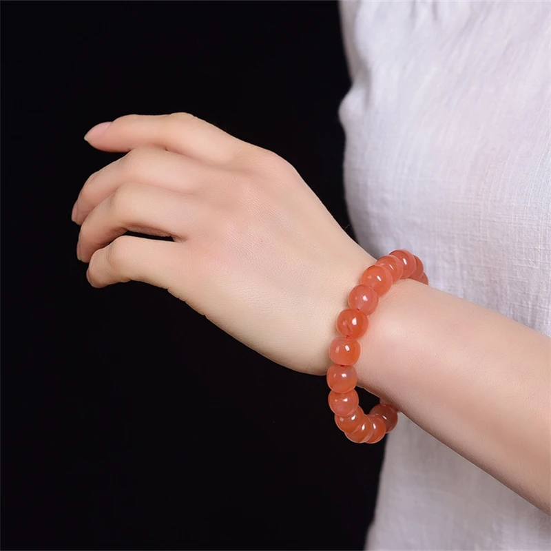 Natural Carnelian Bracelet Healing Crystal Beads Elastic Charm Bracelets for Women Energy Jewelry Gift 8x10mm