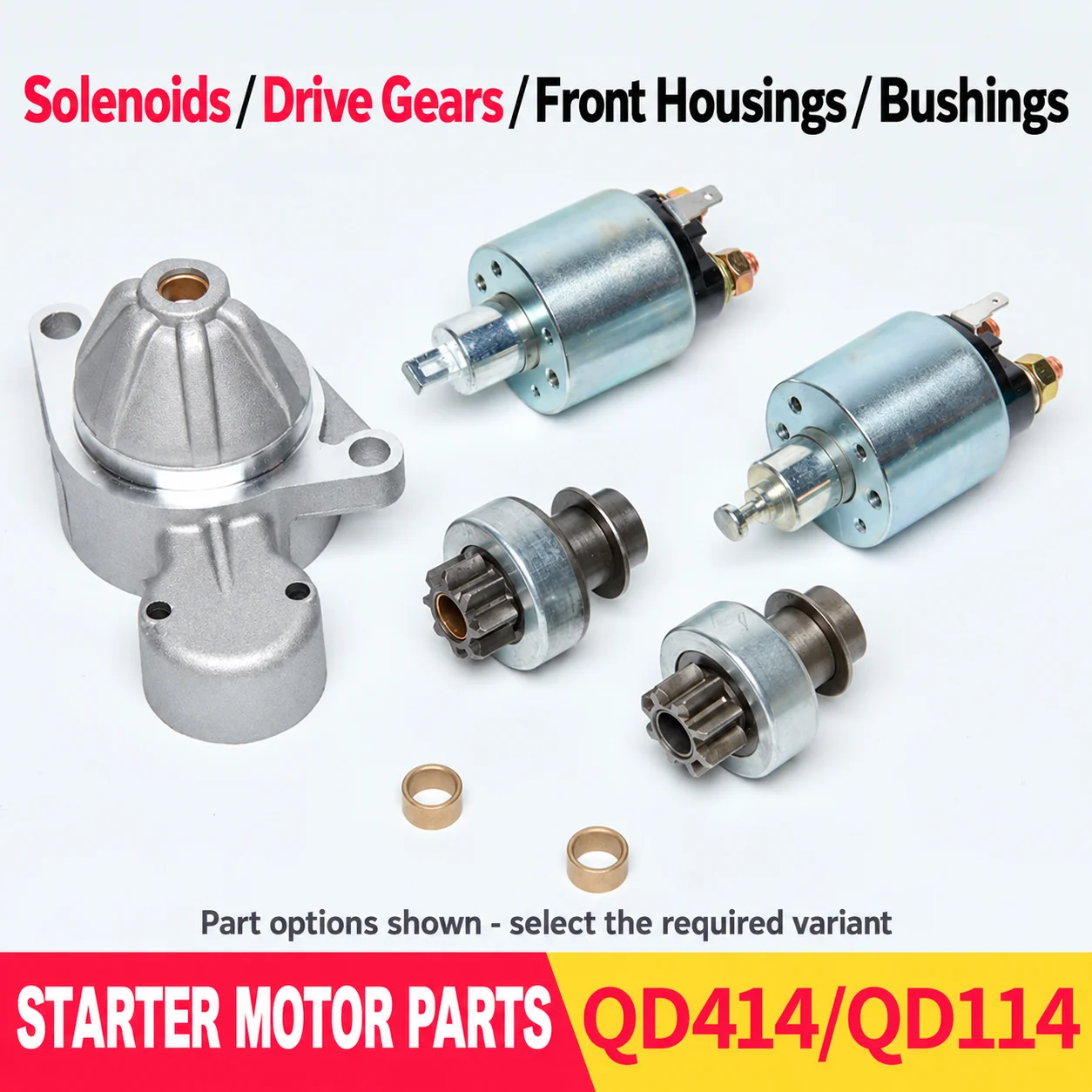 QD114A 414 Starter Motor Solenoid Switch Relay Pinion Gear Front Housing Copper Bushing for Air Cooled Diesel Engine Replacement
