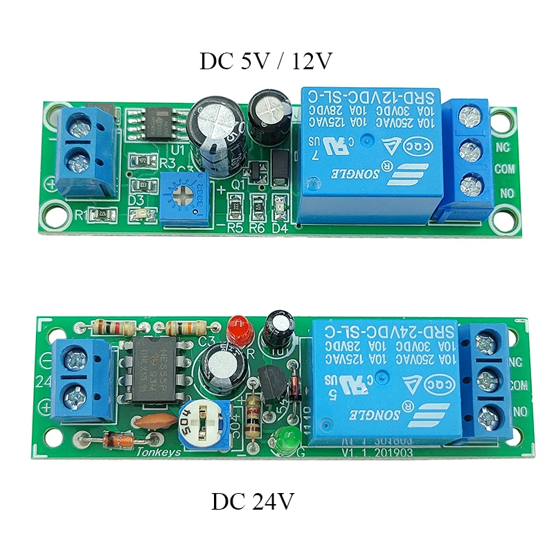 Time Delay Relay Module 5V 12V 24V Triggle Delay Monostable Relay Module Adjustatle 5s 60s 240S Turn On OFF Relay Switch Module