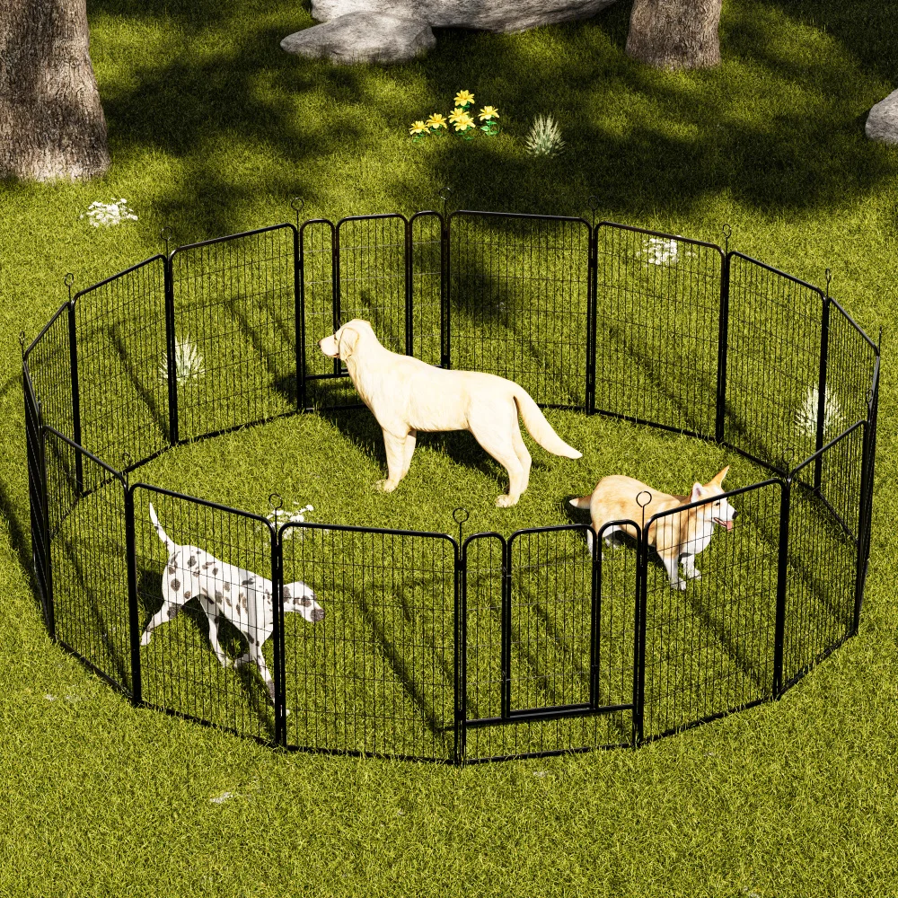 

40 Inch 16-Panel Dog Playpen Heavy Duty Metal Indoor Outdoor Rust-Resistant Tool-Free
