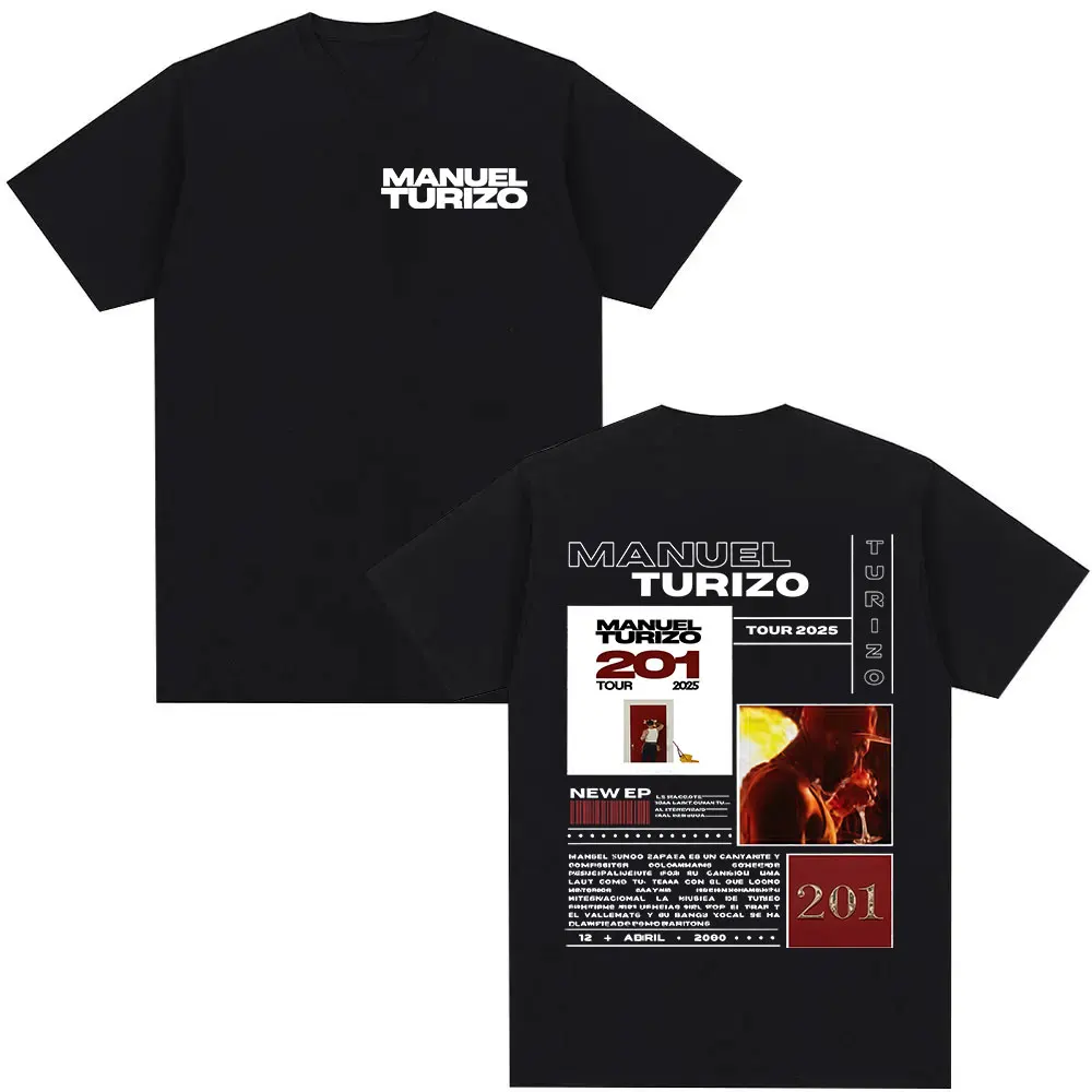 

100% Pure Cotton T-shirt with Men's Fashion Hip-hop Gothic Summer Print From The 2011 Tour Album of Rapper Manuel Turizo