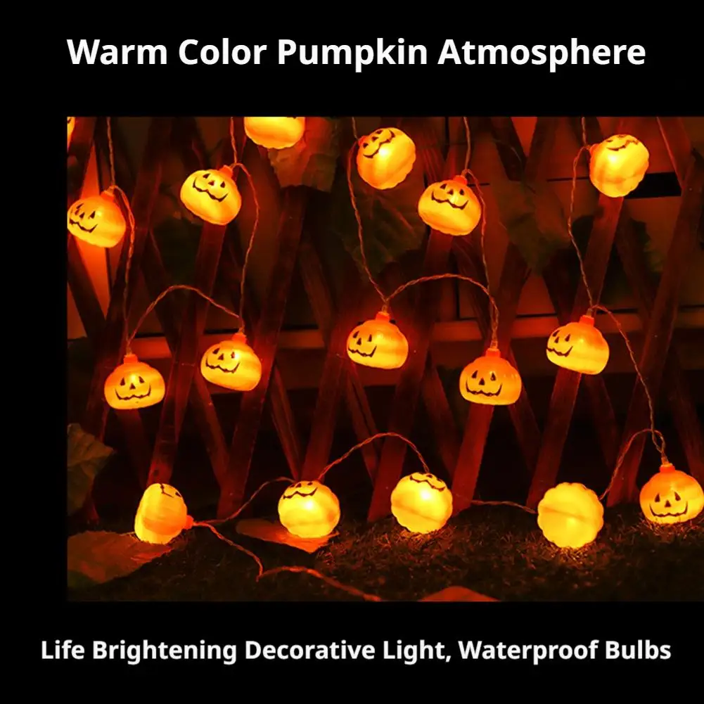 LED Halloween Pumpkin Ghost Lantern String Lights with Remote Control Waterproof Battery Box for Festival Atmosphere Decoration