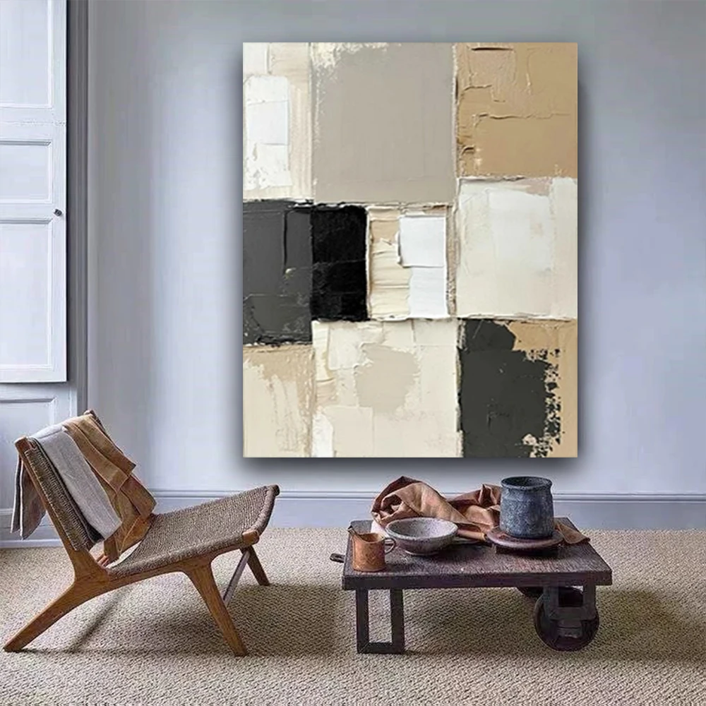 

100% hand drawn block abstract oil painting original wall painting home living room decoration paint interior aesthetics