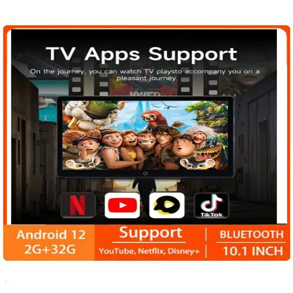شاشة مسند الرأس IPS Android 12 شاشة تعمل باللمس للكمبيوتر اللوحي لمشغل المقعد الخلفي للسيارة وموسيقى الفيديو وبلوتوث AirPlay HDMI