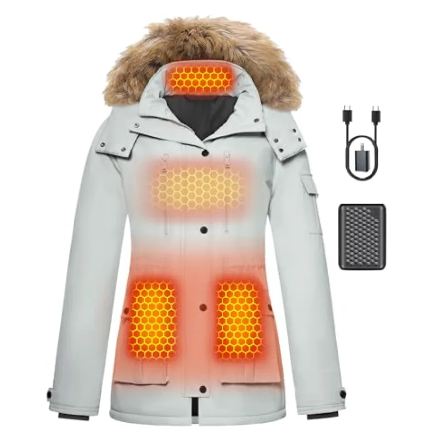

Graphene Heated Jacket for Women with Capacity Battery Pack Waterproof Windproof