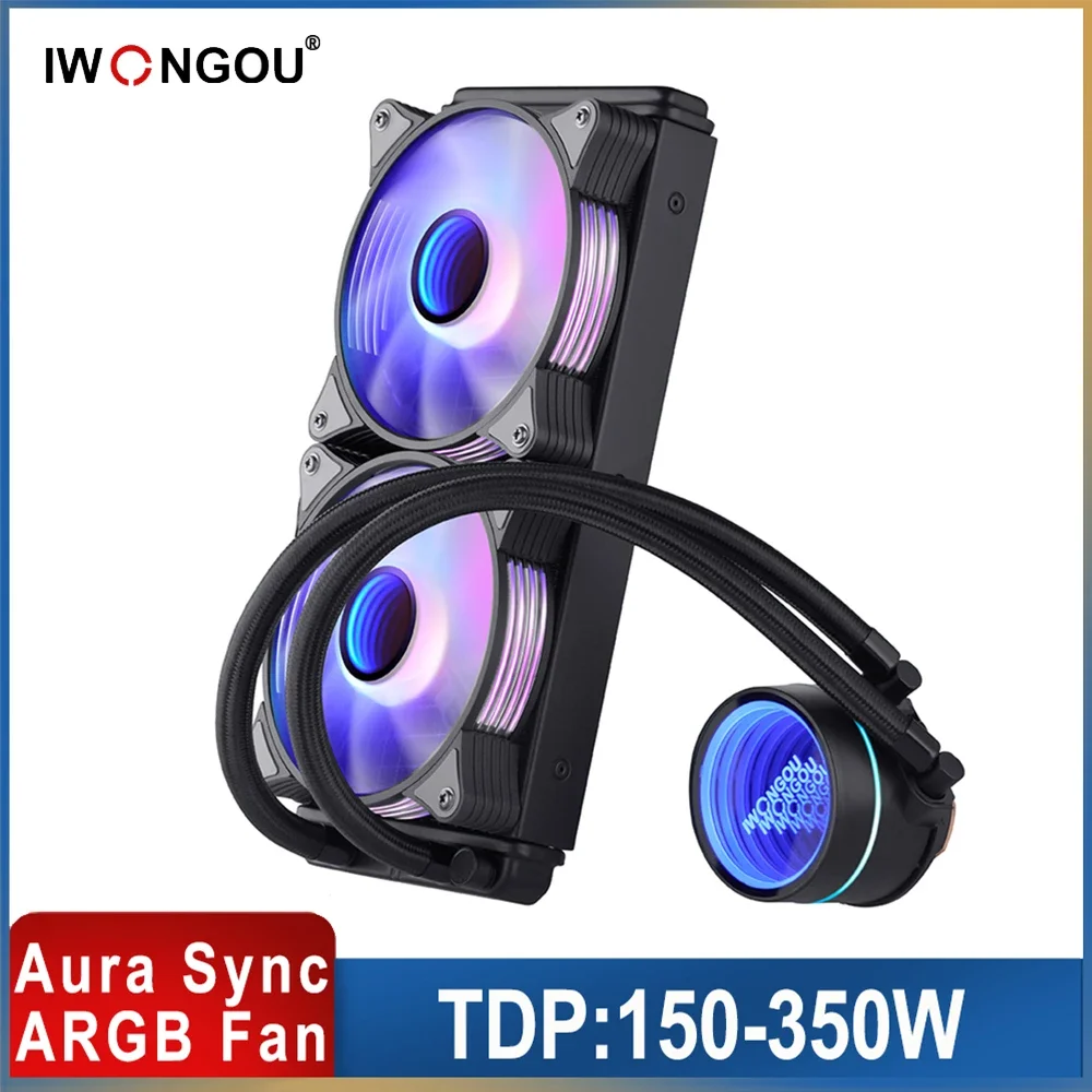 

240mm Processor Cooler Liquid Am4 Radiator IWONGOU PC Water Cooling 120mm 4Pin Pwm Fans for Intel 2011/1366/1700/AMD