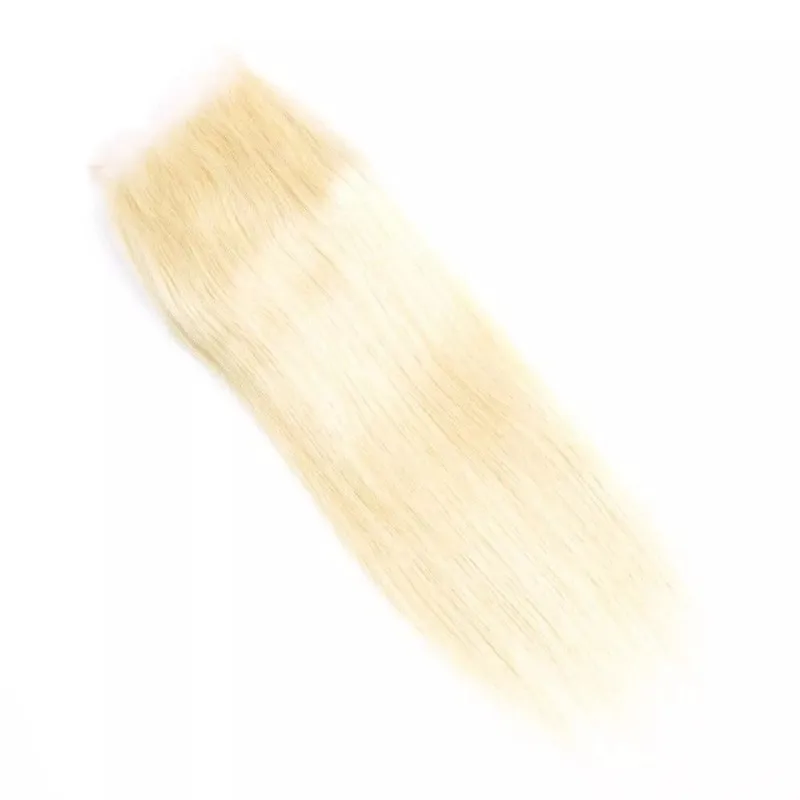 Premium 5x5 613 Chiusura in pizzo biondo Capelli umani Capelli vergini brasiliani Remy 6-12 pollici Aspetto naturale trasparente non trattato