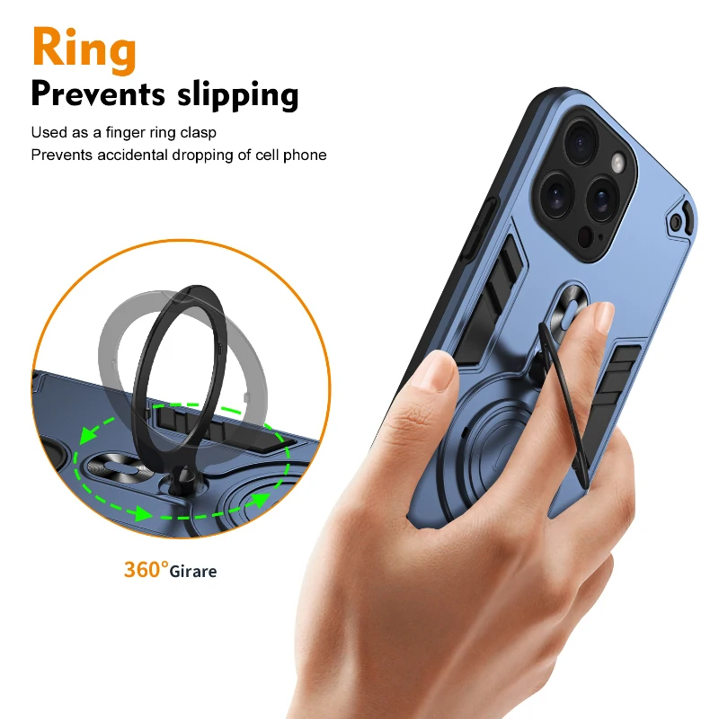 Neues 360° °   Rotierende Metall Auto Halterung Ring Reverse Magsafe Magnetische Rüstung Telefon Fall Für iPhone 16 Pro Max 14 11 12 13 15 Pro Max