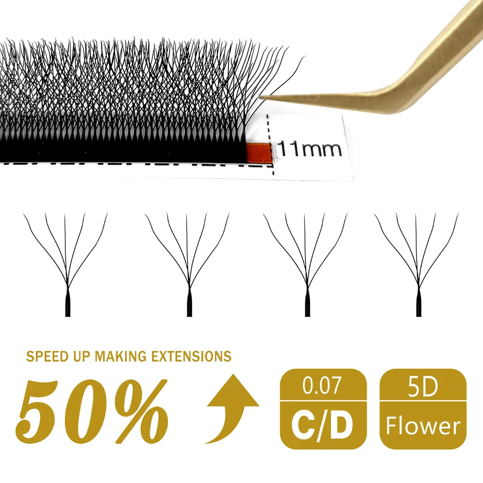 CoMango W Extensiones de Pestañas Floración Automática 2d/3d/4d/5d/6d/8d Postizas 0.07 CD Abanicos Premade Volumen Individuales 4