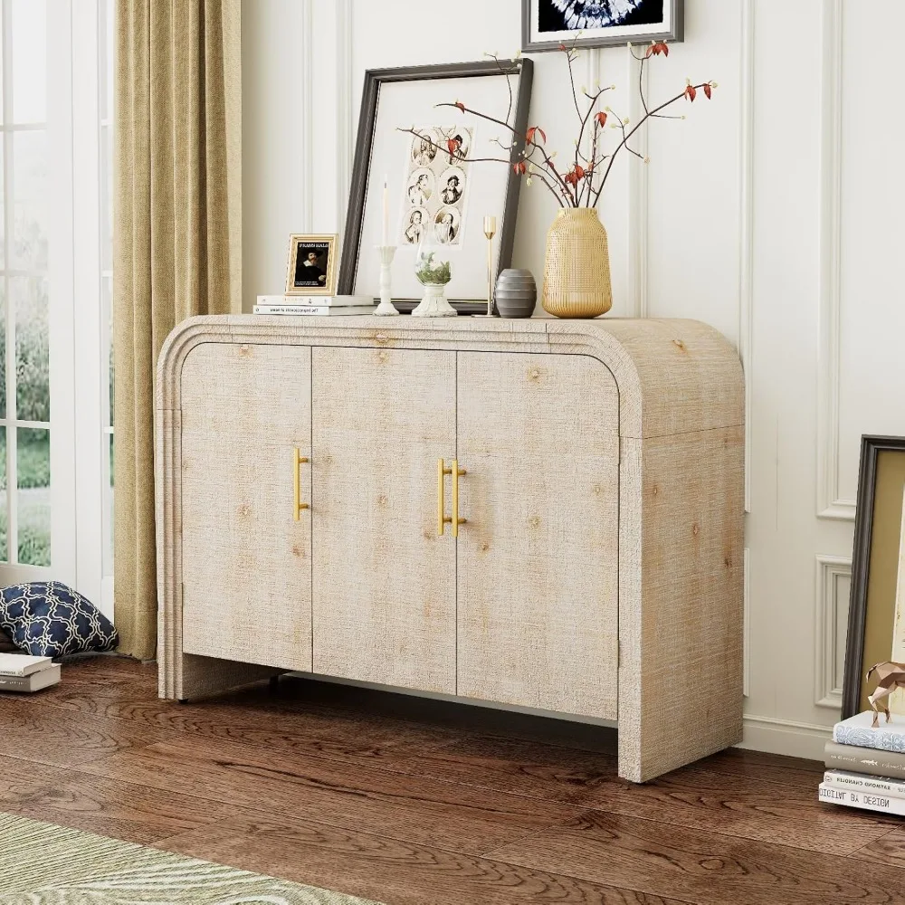 

Buffet Sideboard Cabinet with Storage, Modern Sideboards Wood Credenza for Living Room Kitchen Entryway, 3 Doors