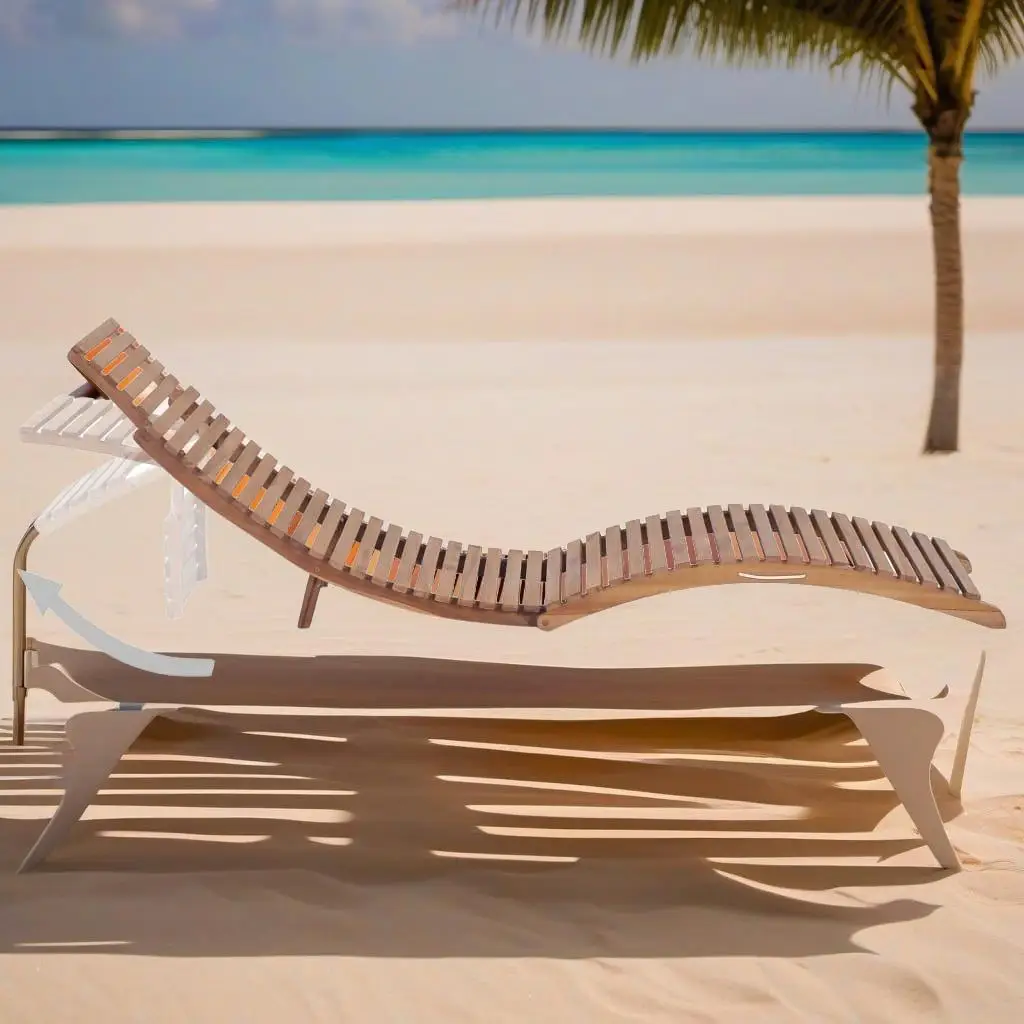 Sun Lounger - Durable Solid Teak Wood Outdoor  for Relaxation