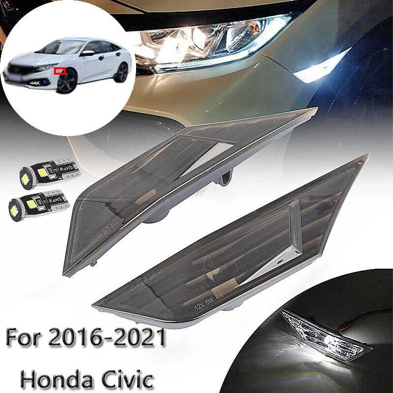 2Pcs Auto Side LED Marker Lamp For 2016-2021 10th Gen Honda Civic Sedan/Coupe/Hatchback Car Accessories Turn Signal Marker Light