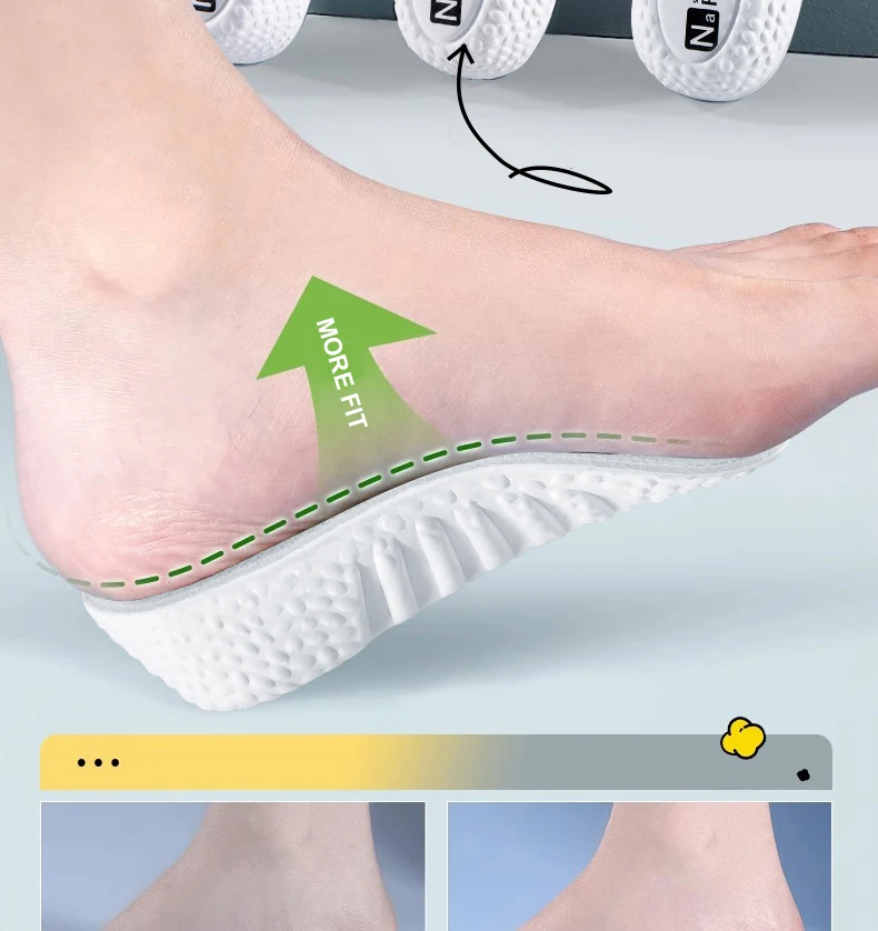 Höhenvergrößernde Einlegesohlen für Männer und Frauen, Schuhe für Plattfüße, Fußgewölbestütze, orthopädische Einlegesohlen, Sneaker, Fersenlift, Memory-Schaum, weiche Schuheinlagen – Detail 7