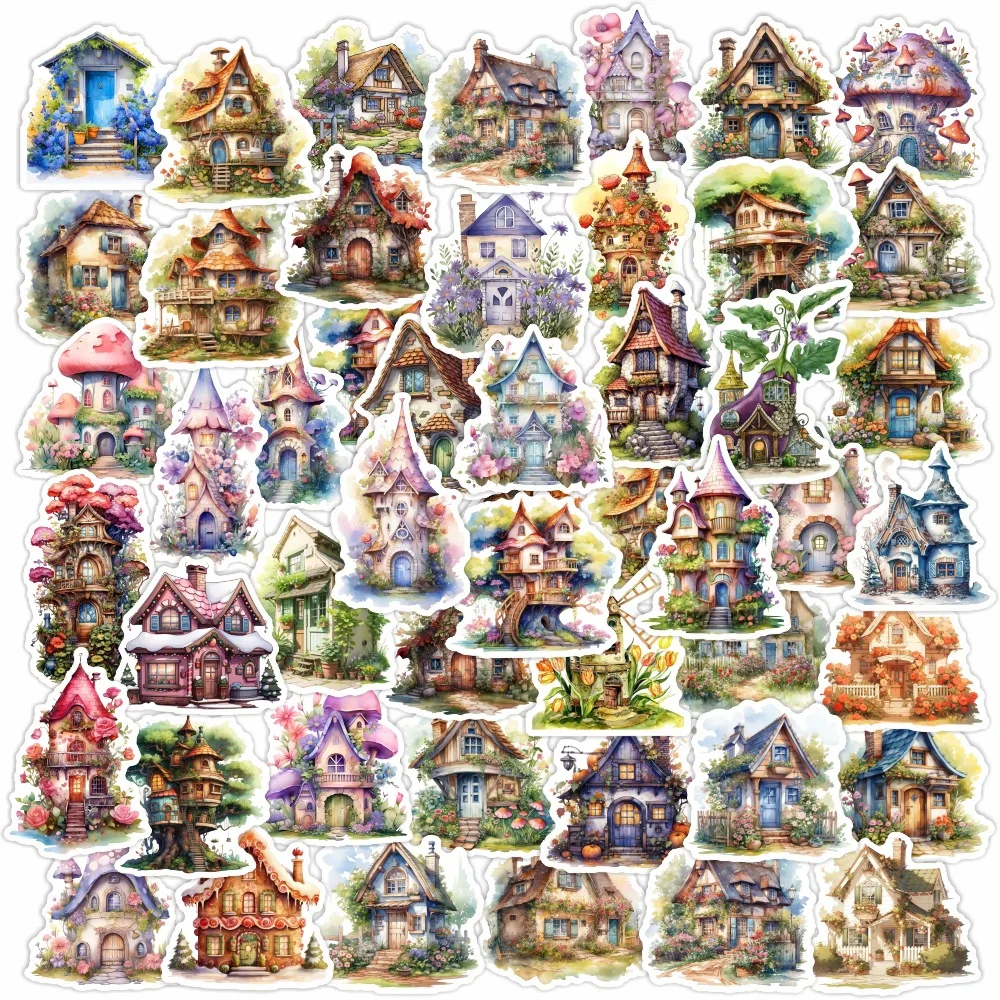 10/30/50Pcs Vintage Town Castle Dream Garden Cabin Forest Sticker For Suitcase Skateboard Laptop Luggage Fridge Phone Car