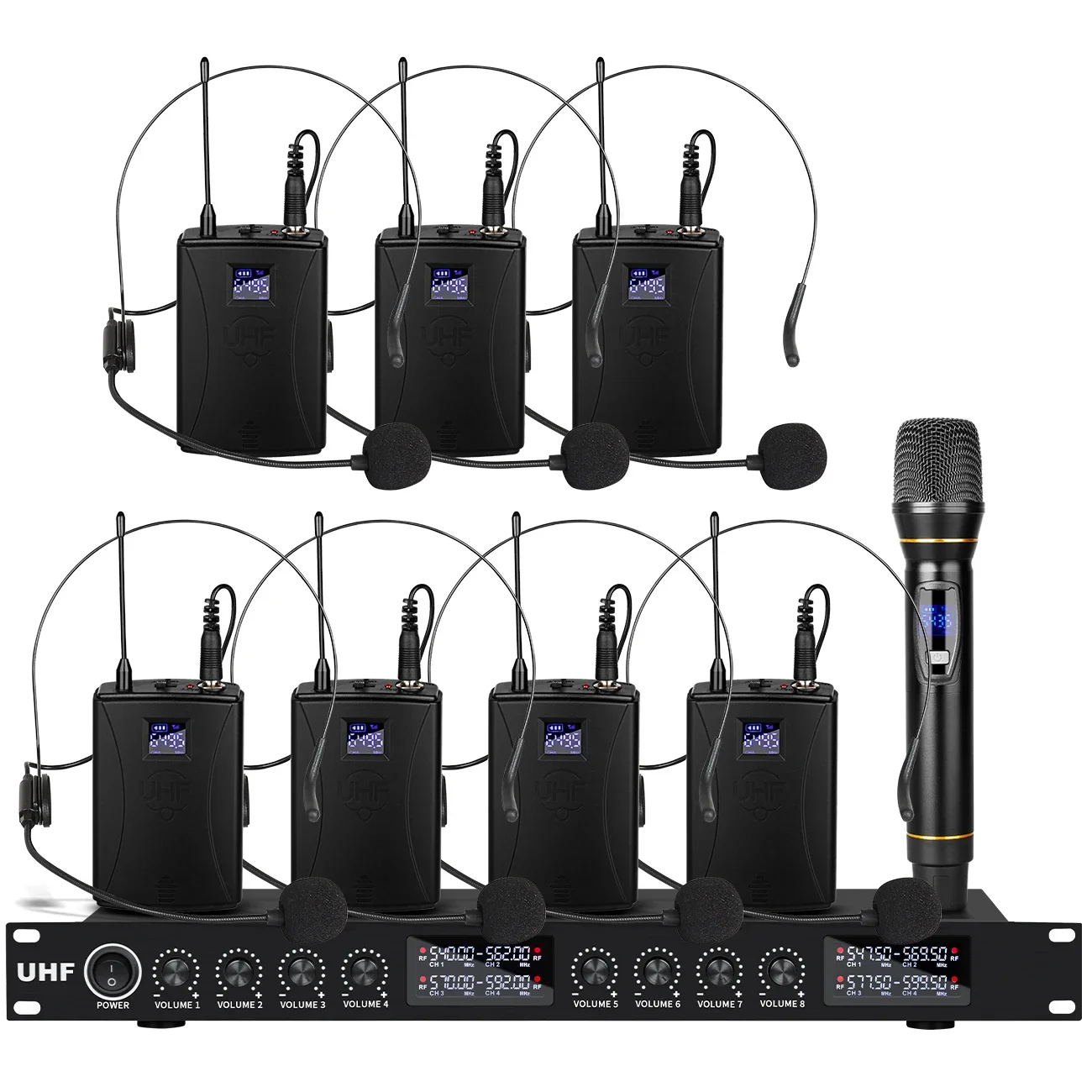 Biner DF208 UHF 8 Channels Professional Wireless Headset Microphone With Case Handheld Microphone