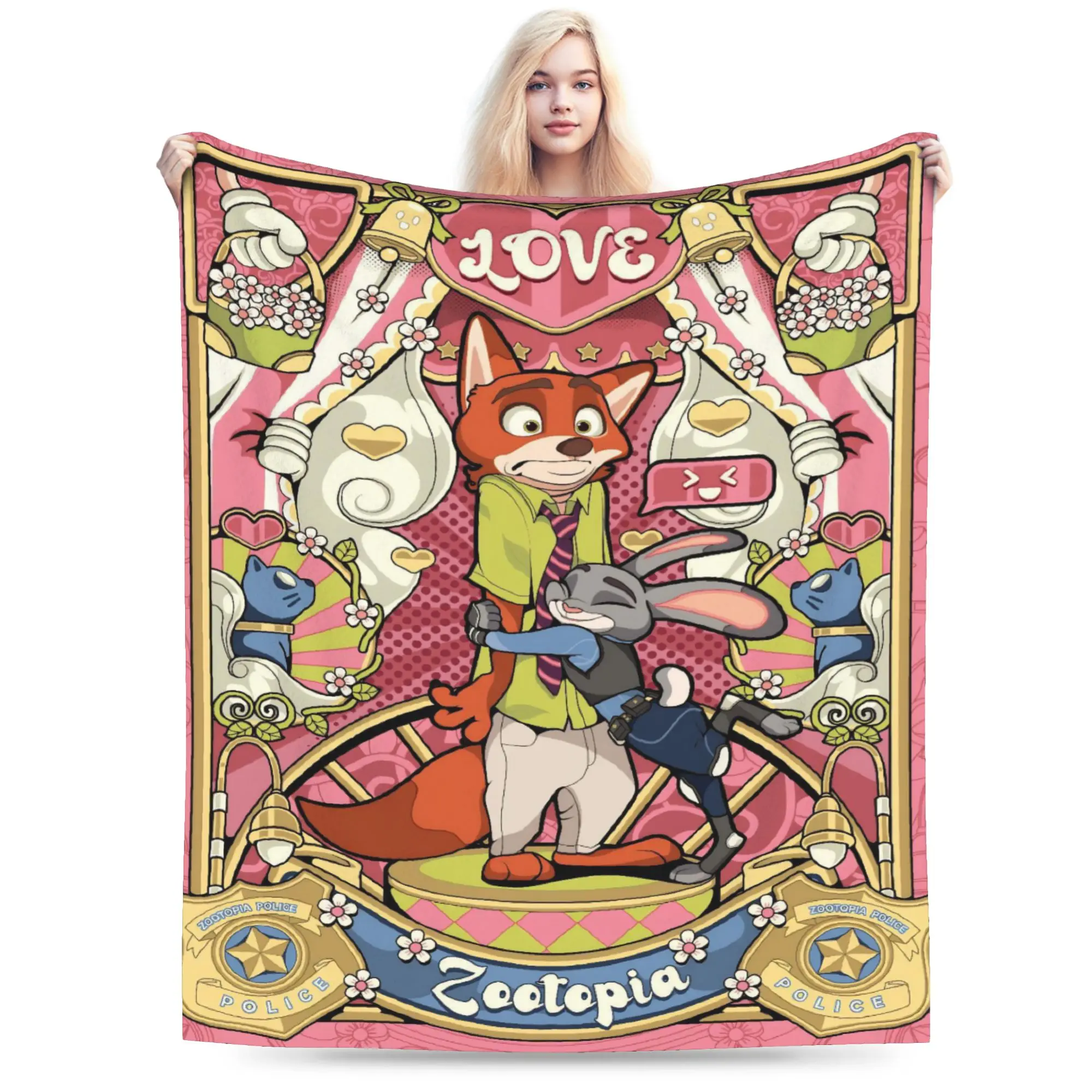 

Zootopias Judy Nick Blanket Coral Fleece Plush Spring/Autumn Multi-function Ultra-Soft Throw Blanket for Sofa Couch Quilt